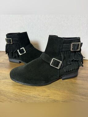 Minnetonka Women’s Rancho Suede Fringe Ankle Boots - Black - Size 5